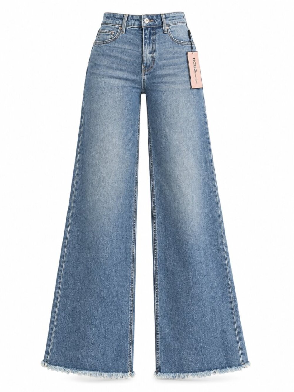 BCBGeneration High Rise Wide Leg Raw Hem Jeans NWT Sz 27/6
